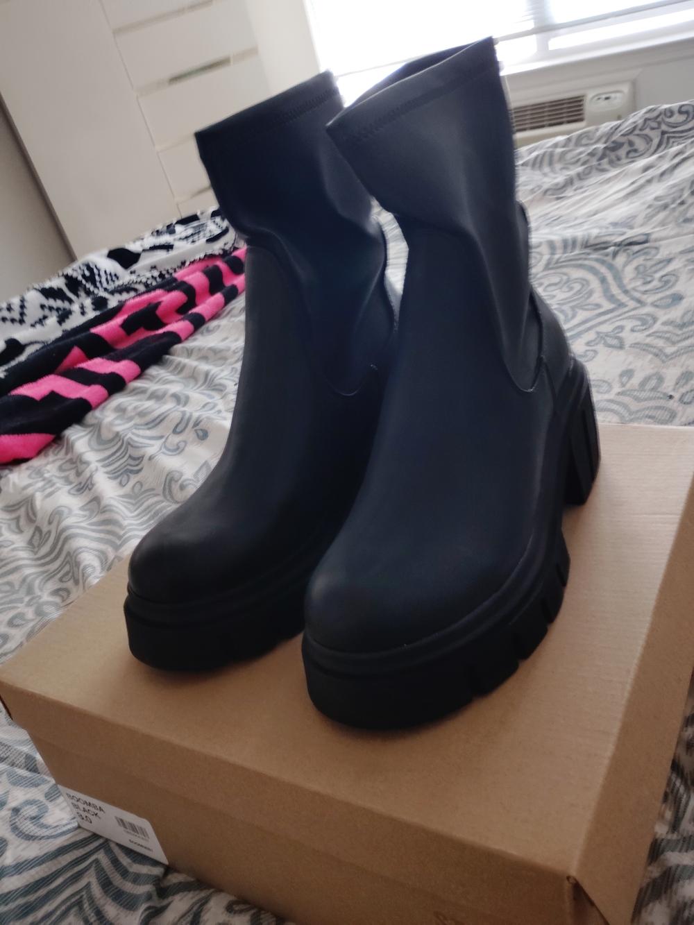 Steve Madden Black Chunky Platform Ankle Boots
